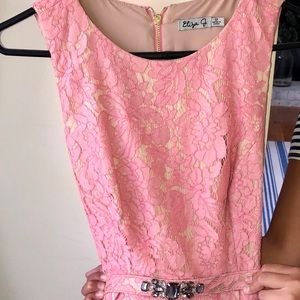 Eliza J Pink lace overlay dress.